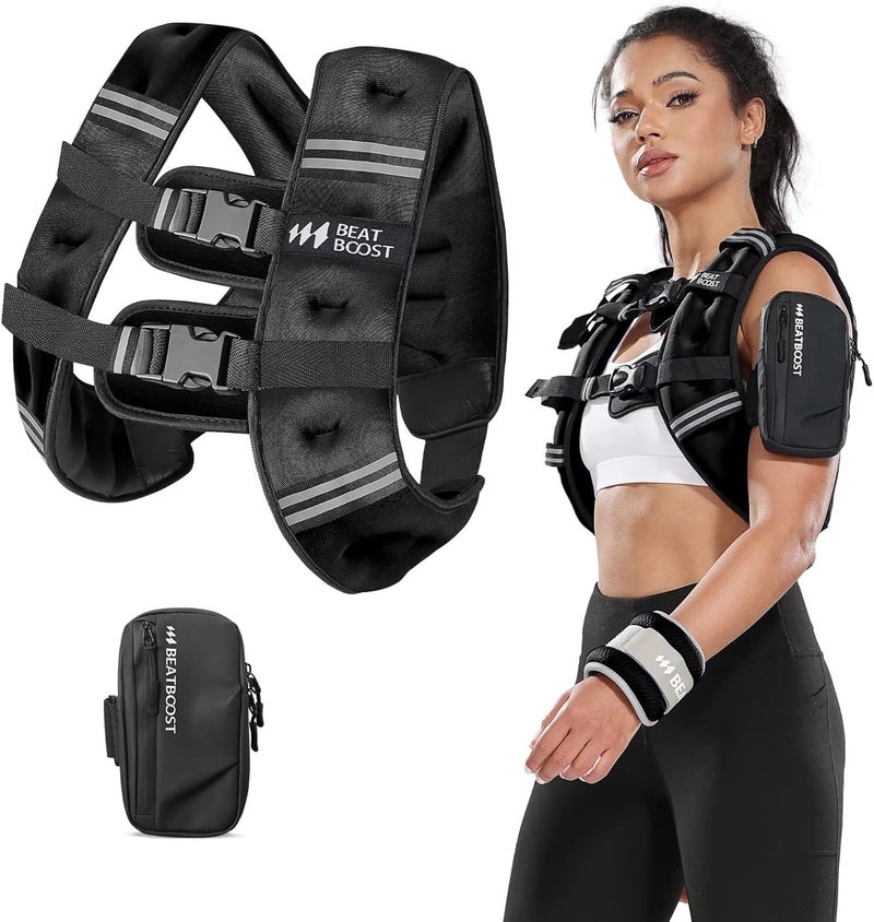 BeatBoost Weighted Vest Woman 5 12 15 20 25 30 lb Weight Vest with Ironsand for Walking Strength Training Running Workout - Image 1